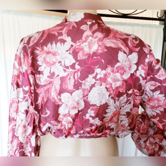 1 Zara floral print button down tie around wrap top - Picture 3 of 7